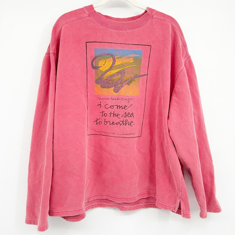 Authentic‎ Pigment I Come To The Sea Cannon Beach Oregon Graphic Sweatshirt XL